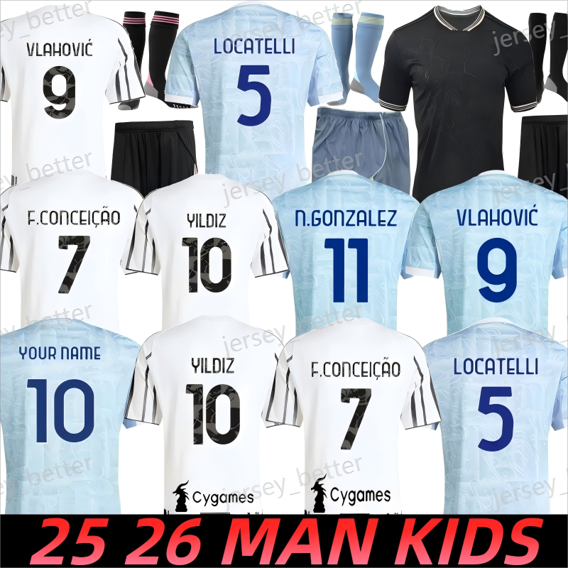 Soccer Jerseys Locatelli LUIZ Fans Player Home Away MILIK DIMARIA F.CONCEICAO Yildiz KEAN VLAHOVIC YILDIZ Thuram Kalulu Football Shirt Men Kids kit Kits Unifor