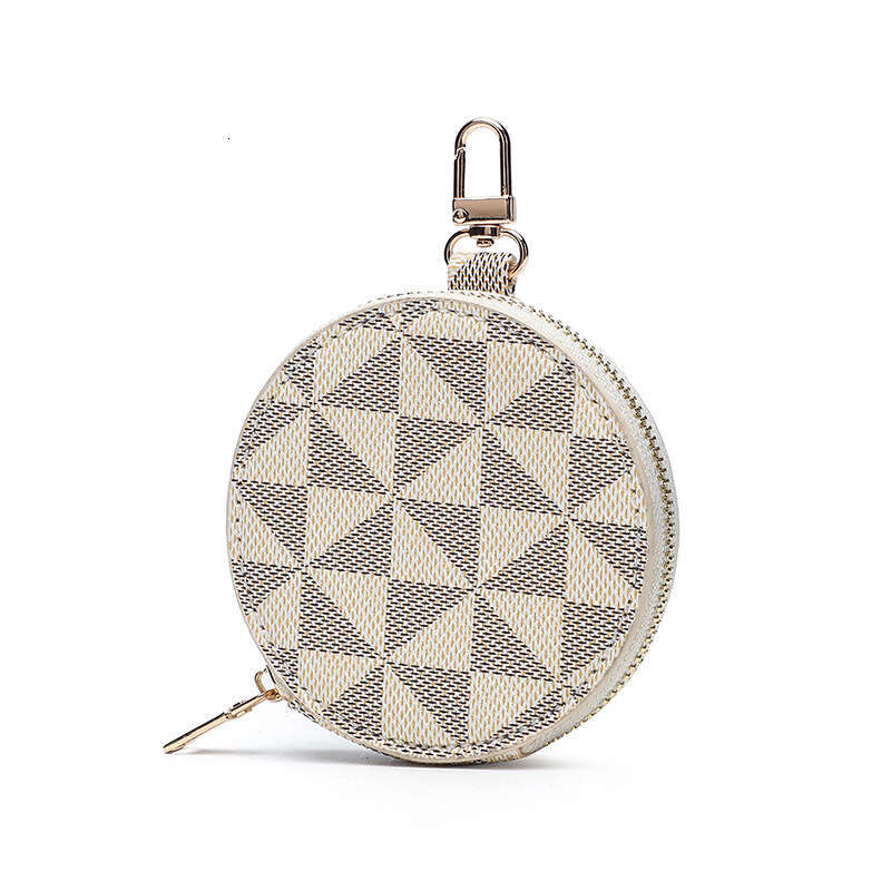 Pattern Keychain Purse High-end Mini Round Coin Pendant Small Bag