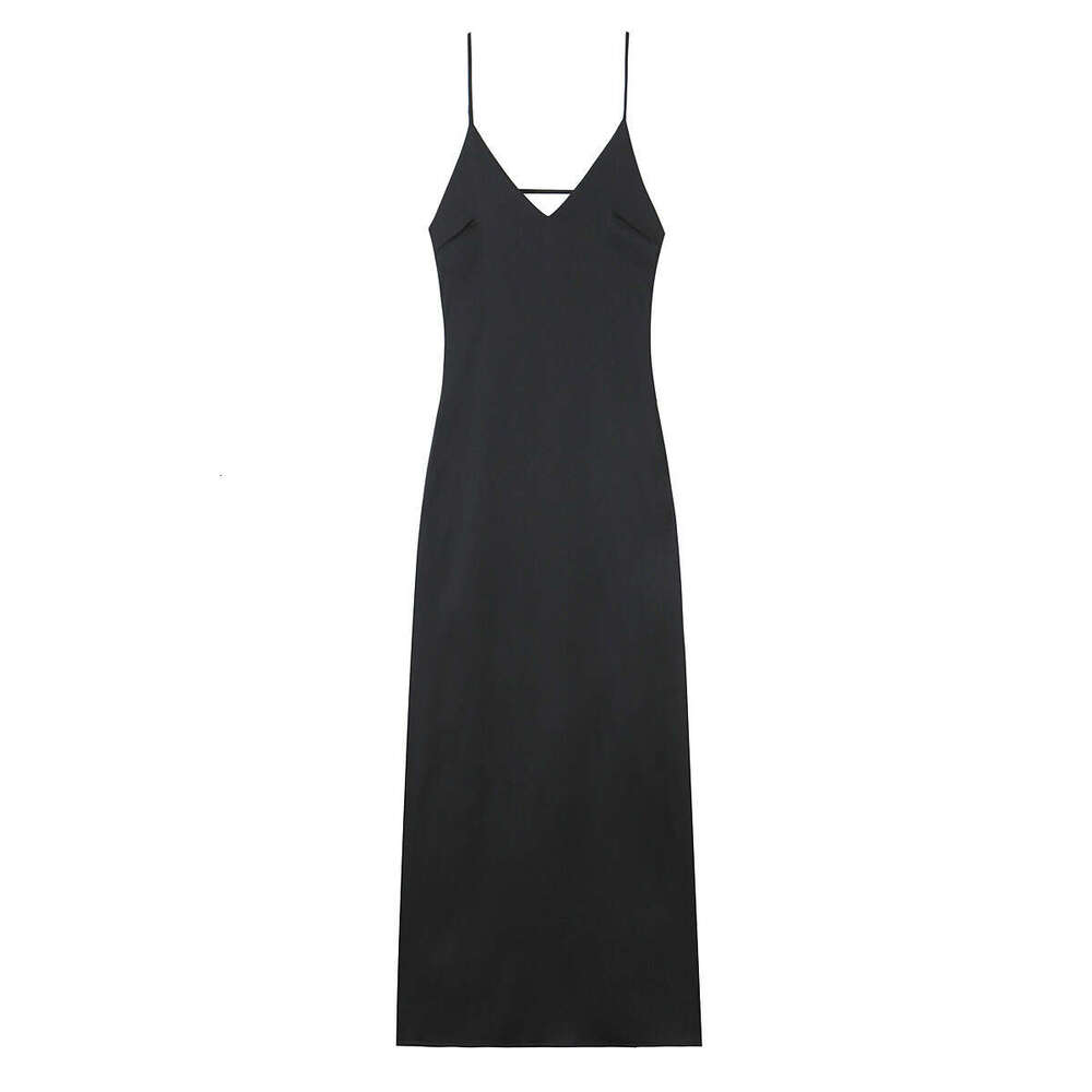 TRAFZA Women's Spring New Fashion Sexy Backless Satin Textured Camisole Dress B5