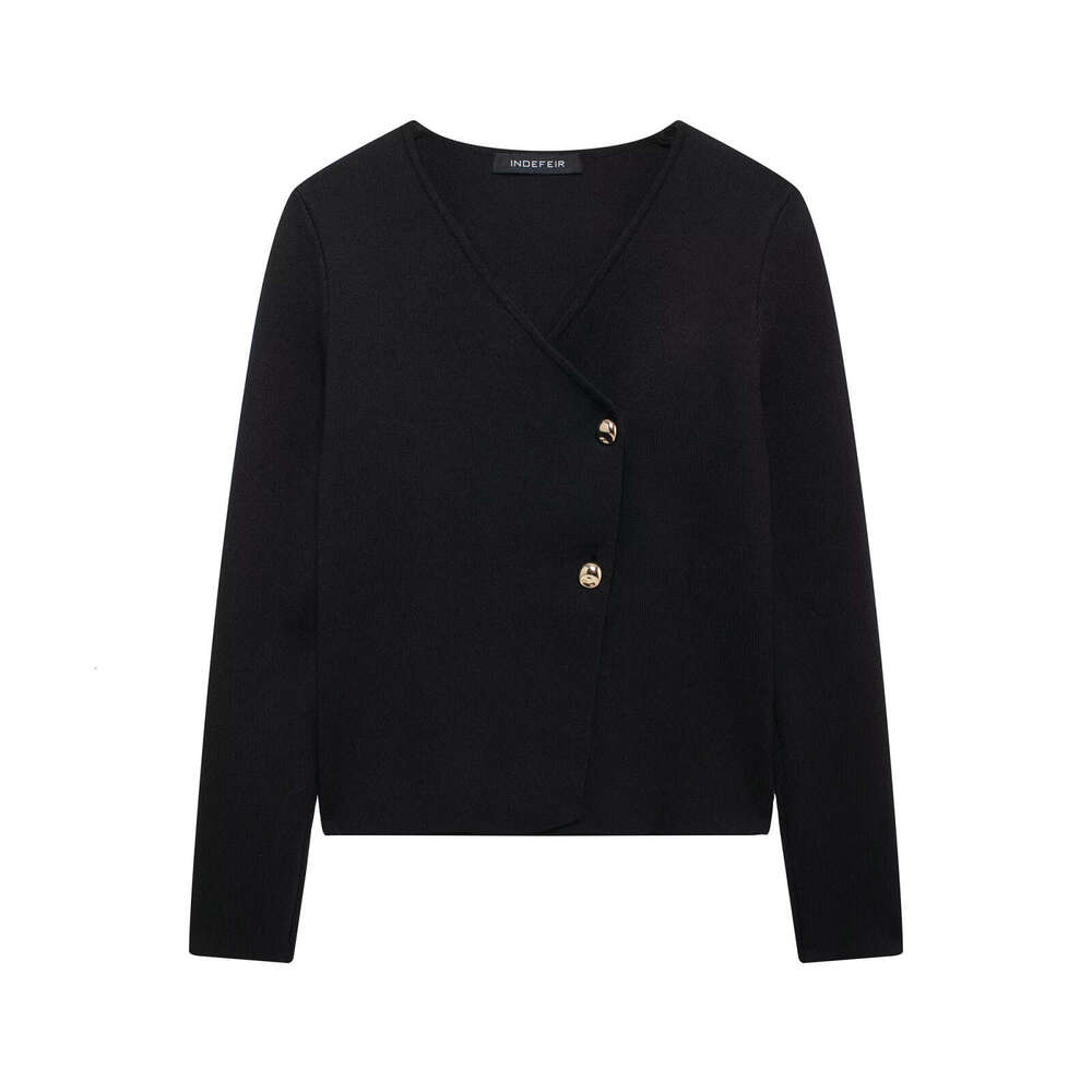 TRAFZAINS Spring And Autumn New Style Asymmetric Button Decorated Knitted Cardigan Jacket B5