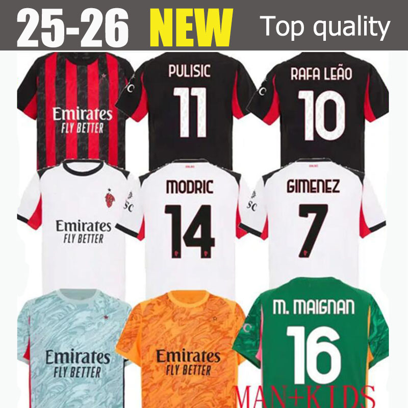 25 26 Bartesaghi TONALI MODRIC NKUNKU Joao Felix soccer jerseys RICCI DE KETELAERE RAFA LEAO football shirt fourth men kids kit uniforms 25 2026 PULISIC LOFTUS-CHEEK