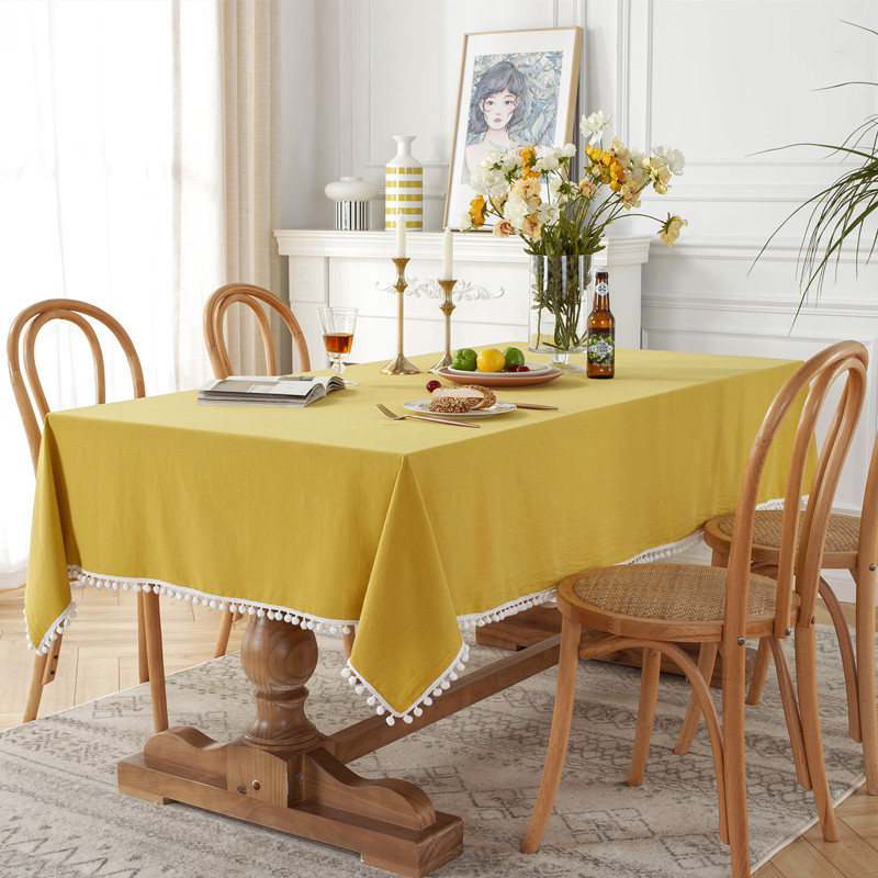Vintage Cotton Linen Tablecloth Floral Pattern Table Cloth with Tassel Washable Table Cover for Dinning,Picnic,Tabletop Decor