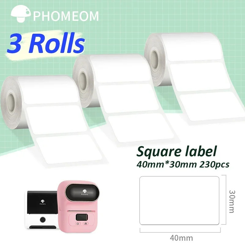 690pcs 3 Rolls Label Sticker for Phomemo M110 M200 M220 Self-Adhesive Direct Thermal Labels Printer Waterproof Label Paper 250715