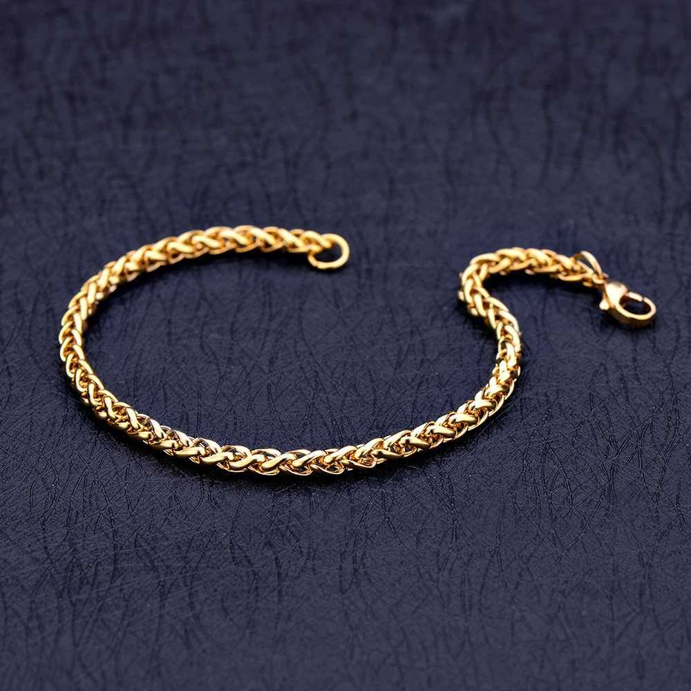2020 New Stainless Steel Golden Keel Chain Bracelet Fashion Jewelry For Women and Men Wedding Birthday Party Gift 4/5/6MM XJ250715