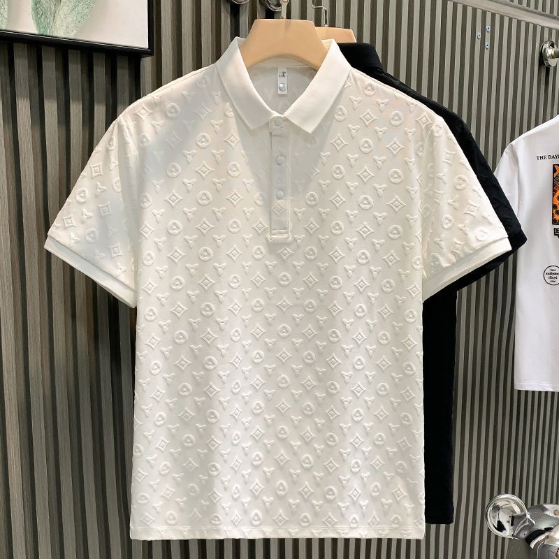 Bestselling Fashion Print Casual Men Polo Shirt Summer New Arrival Slim Fit Breathable Comfort Black White