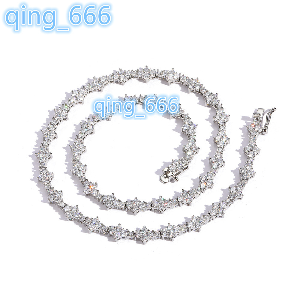 Hip Hop Jewelry Fashion Iced Out 18k Gold Silver Plated Diamond Tennis Chain Cz Necklace for Men Women