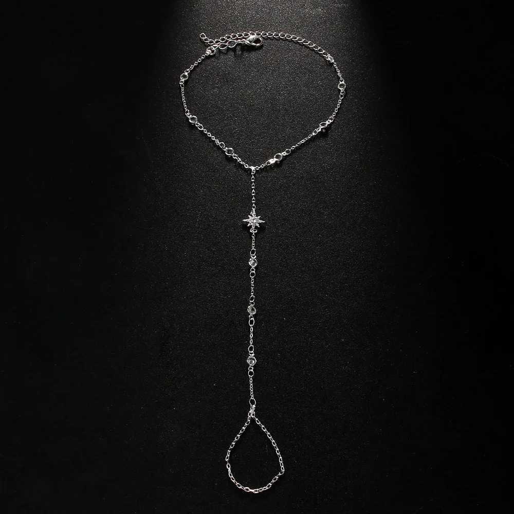 Stonefans New Shiny Six-pointed Star Finger Mitten Bracelet for Women Simple Chain Bracelet Hand Jewelry Finger Decoration Gift XJ250715