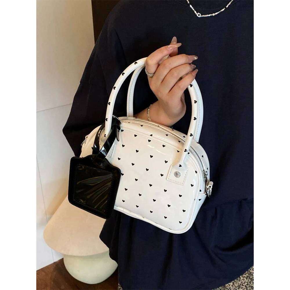 Korean Sle Polka Dot Heart Aped Handbag Single Oulder Crossbody For Commuting Versatile Boston Bag Soft Handle