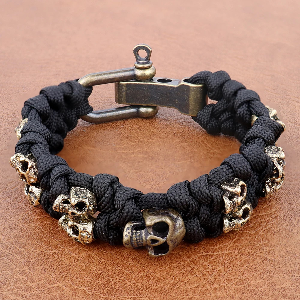 Vintage Skull Style Bracelet Jewelry Gift Outdoor Camping Paracord Survival Braided Rope Bangles Adjustable Clasp Pulsera Hombre 250712