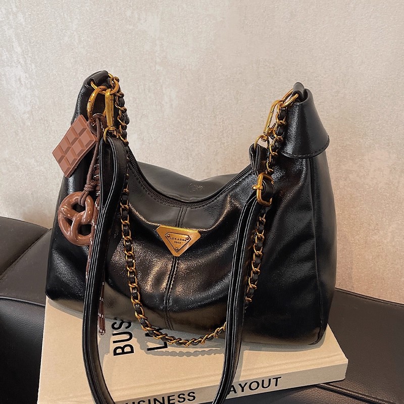 Designer bag shoulder bag luxury crossbody bag luxury women's wallet 2025 new designer zipper fashion chain armpit bag hand-held moon bag