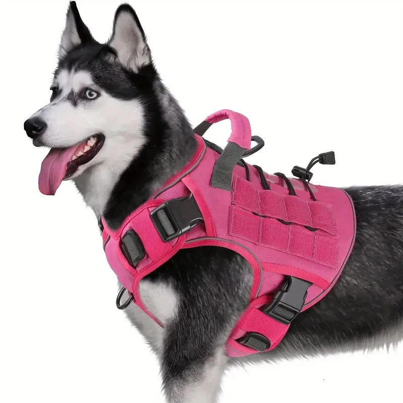 Adjustable No-Pull Tactical Dog Harness with Handle for Large Dogs - Reflective Military Vest for Labrador Retriever Siberian H 250708