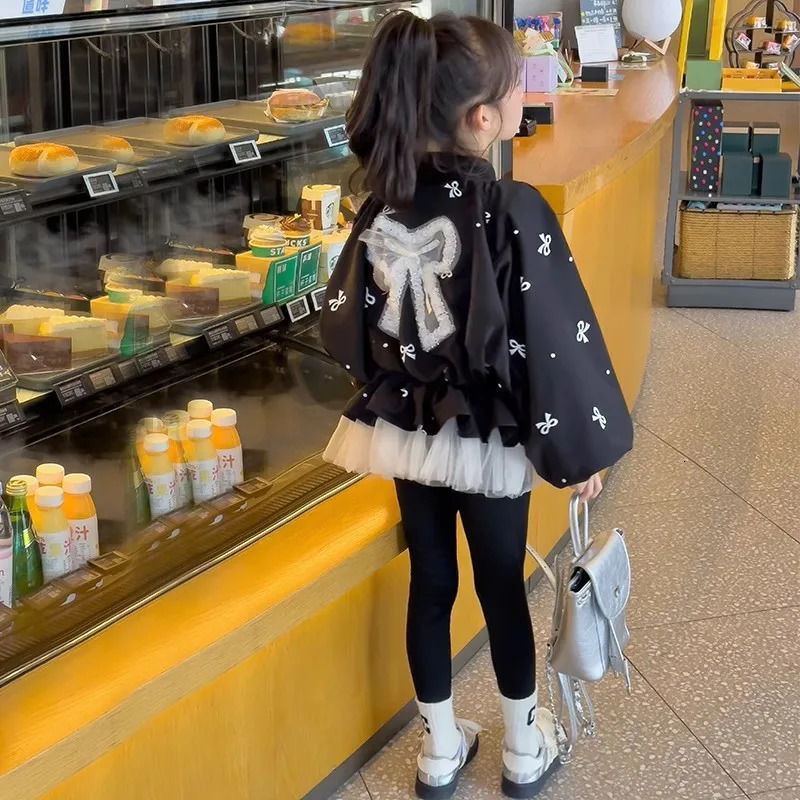 Girls Clothes Coat Childrens Bowknot Jacket Princess Tunic Spring Fashion Cardigan Kids Baby Autumn Casual Windbreaker 250715