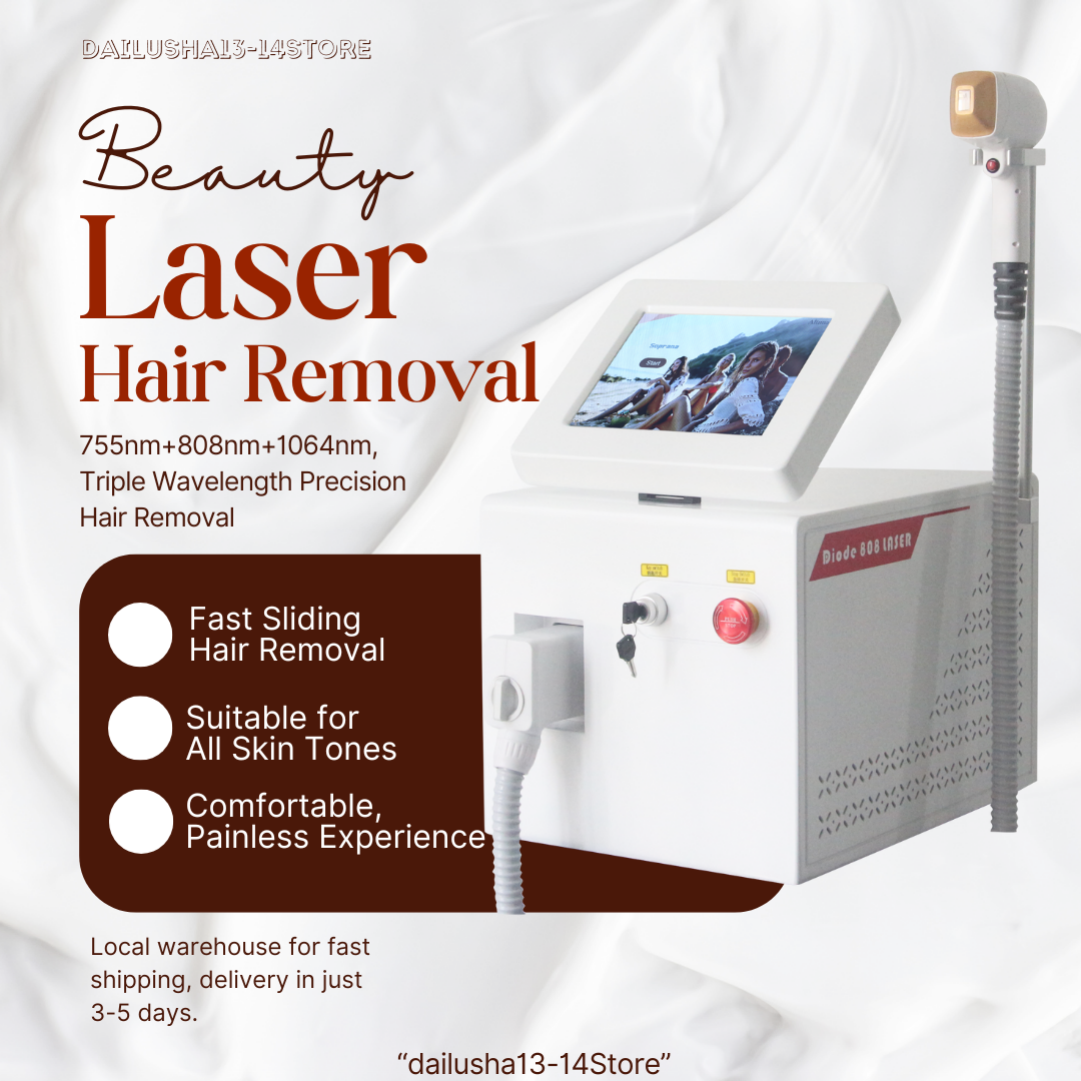 Professional Ice Titanium Diode Laser Hair Remover 3 Wave 808nm Painless Fast Depilation System