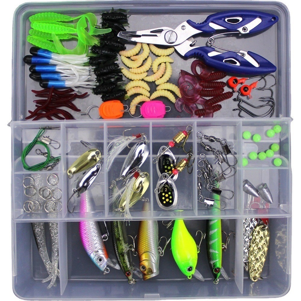 Fishing Lure Kit Soft and Hard Bait Set Gear Layer Minnow Metal Jig Spoon For Bass Pike Crank Tackle Accessories with Box 241115