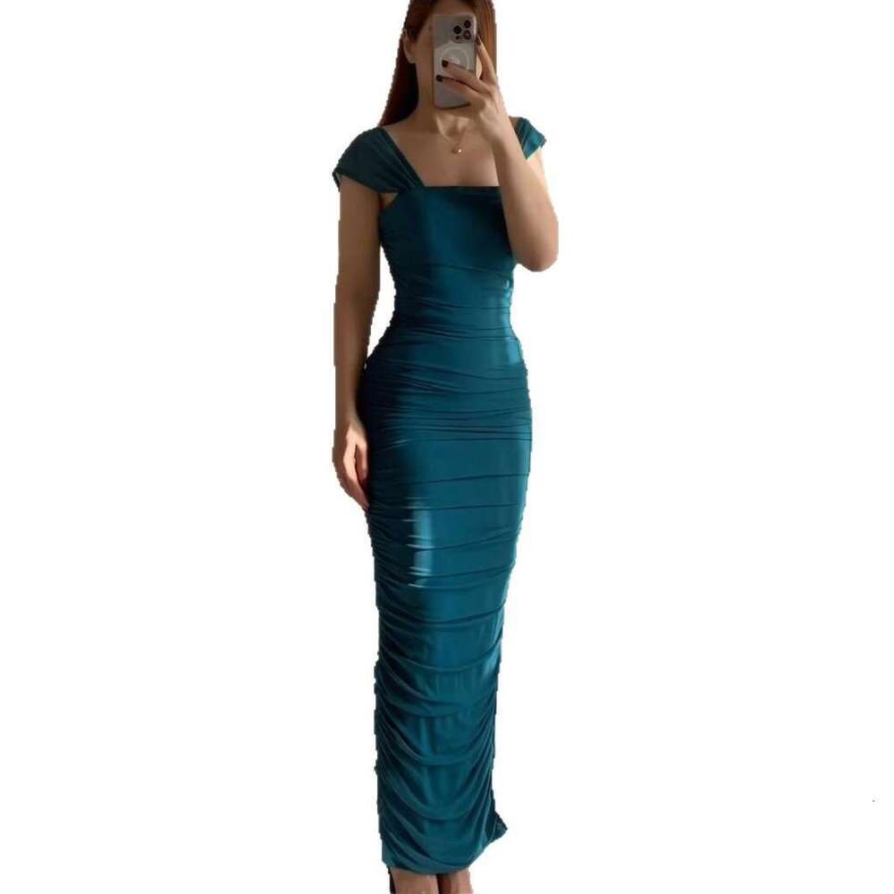 Summer New Women's Slim Waist Sexy Ruched Bodycon Dress B5