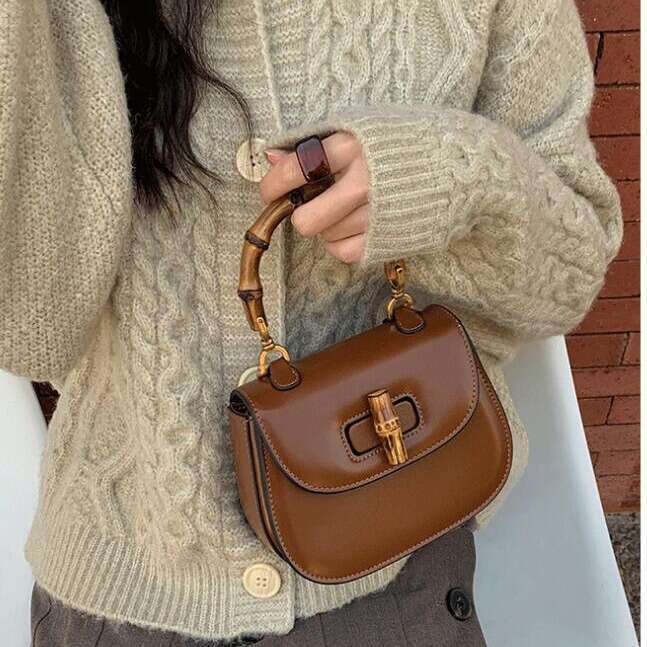 Bamboo Knot Saddle Niche Small Women's 2024 New Trendy Fashion Handbag Shoulder Crossbody Bag
