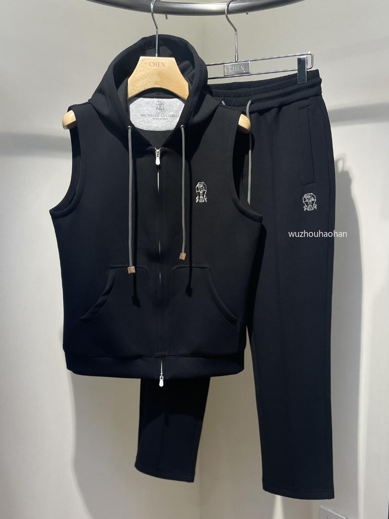 Mens Tracksuits Embroidered Letter Zipper Business Casual Hooded Sports Suit Two Piece Sets B1289