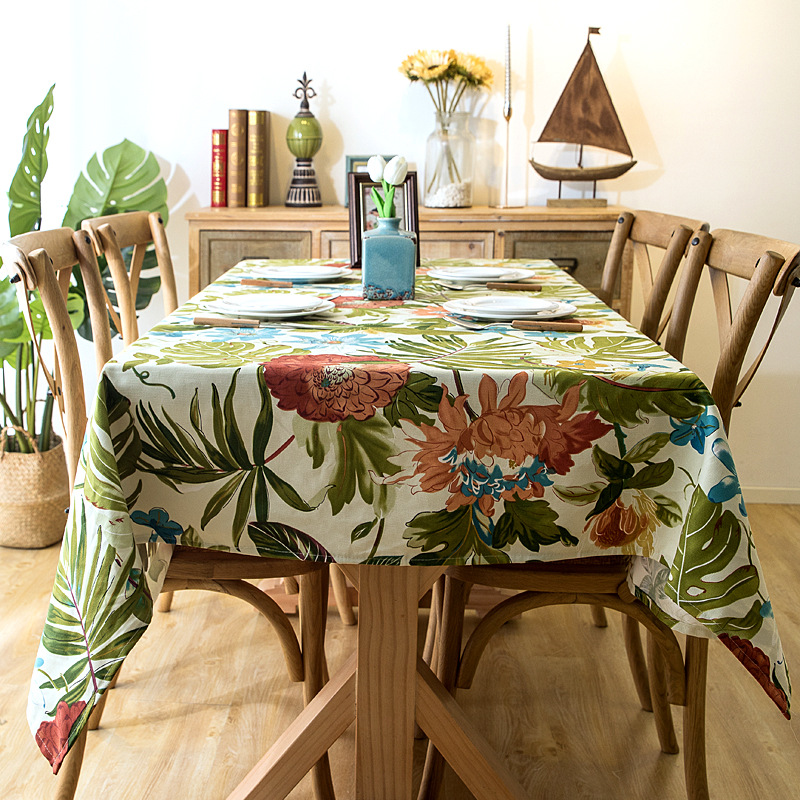 European Fabric Tablecloth Flowers Relief Pattern Table Cloth High Precision Round Rectangle Thicken Big Tassel Cover Mat