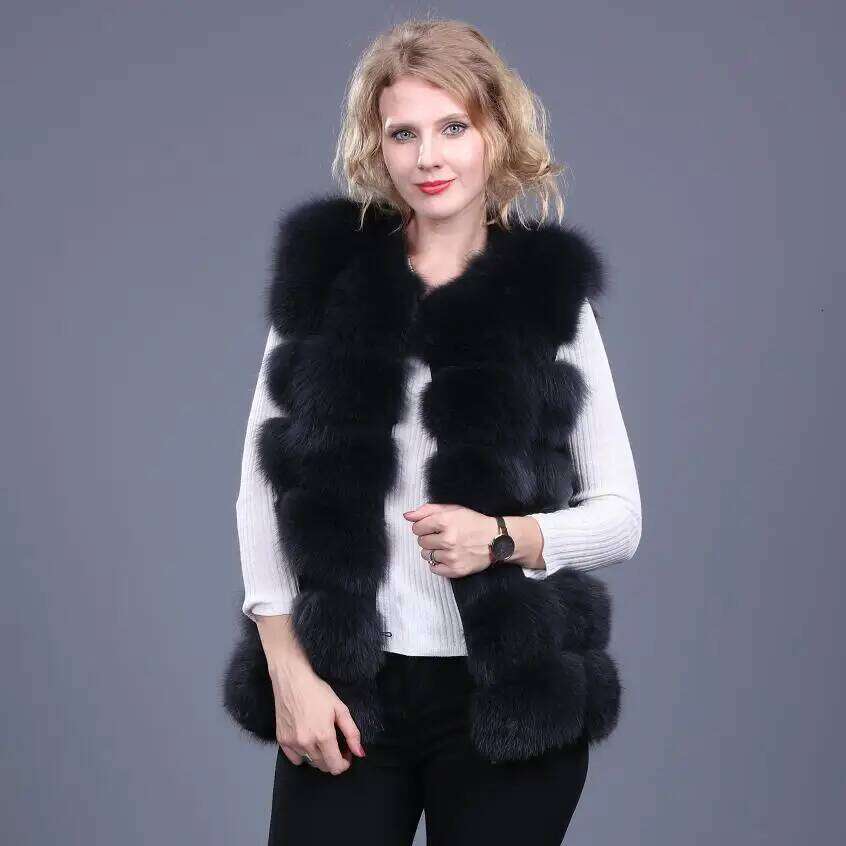 Women's Natural Fur Real Fox Vest, Short, High Quality MDNG