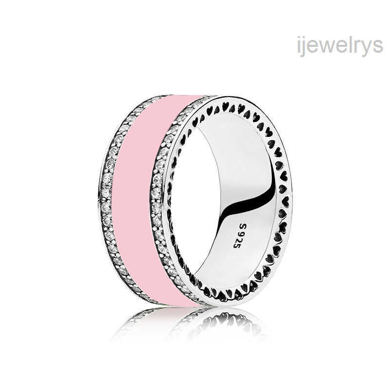 Designer Real 925 Sterling Silver Heart RING Pink Enamel Rings with Retail Box Fashion Wedding Jewelry Gift ring for Women Girls High Quality wholesale