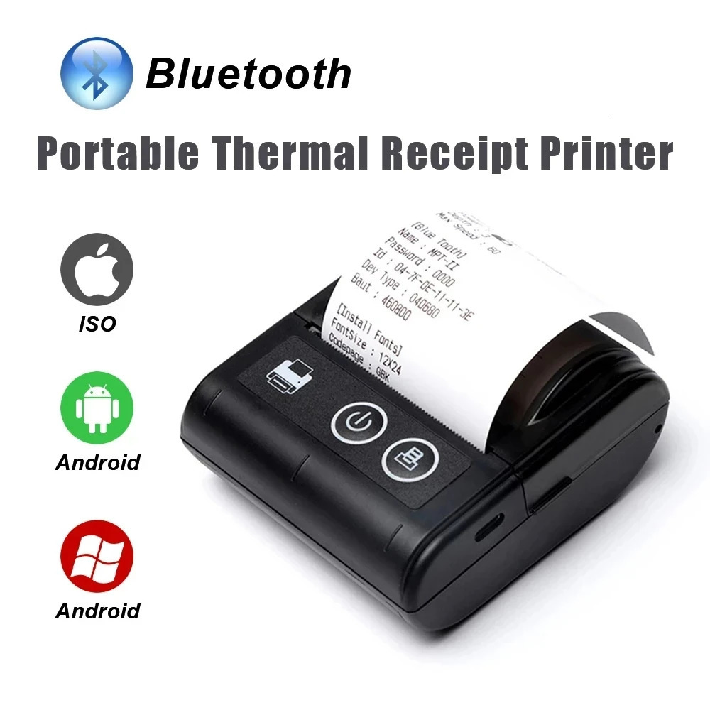58MM Mini Pocket Thermal Receipt Printer Mobile Portable Ticket Bill Wireless Bluetooth USB Thermal POS Printer PC Android IOS 250715