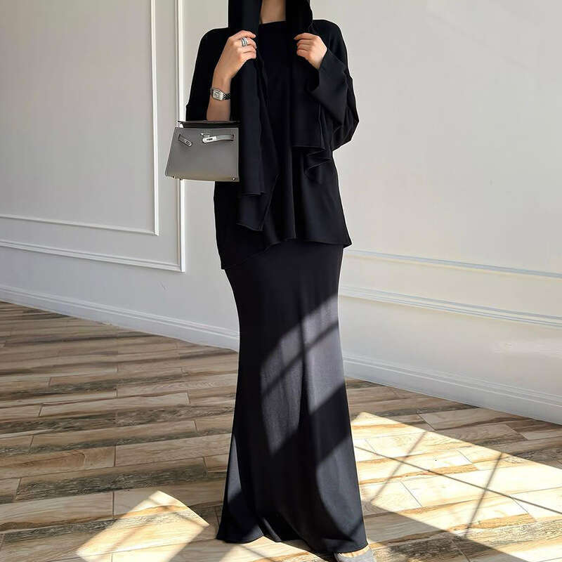 Spring New Style Women's Sleeve Half Skirt Long Dress Fashion Set With Headscarf B5