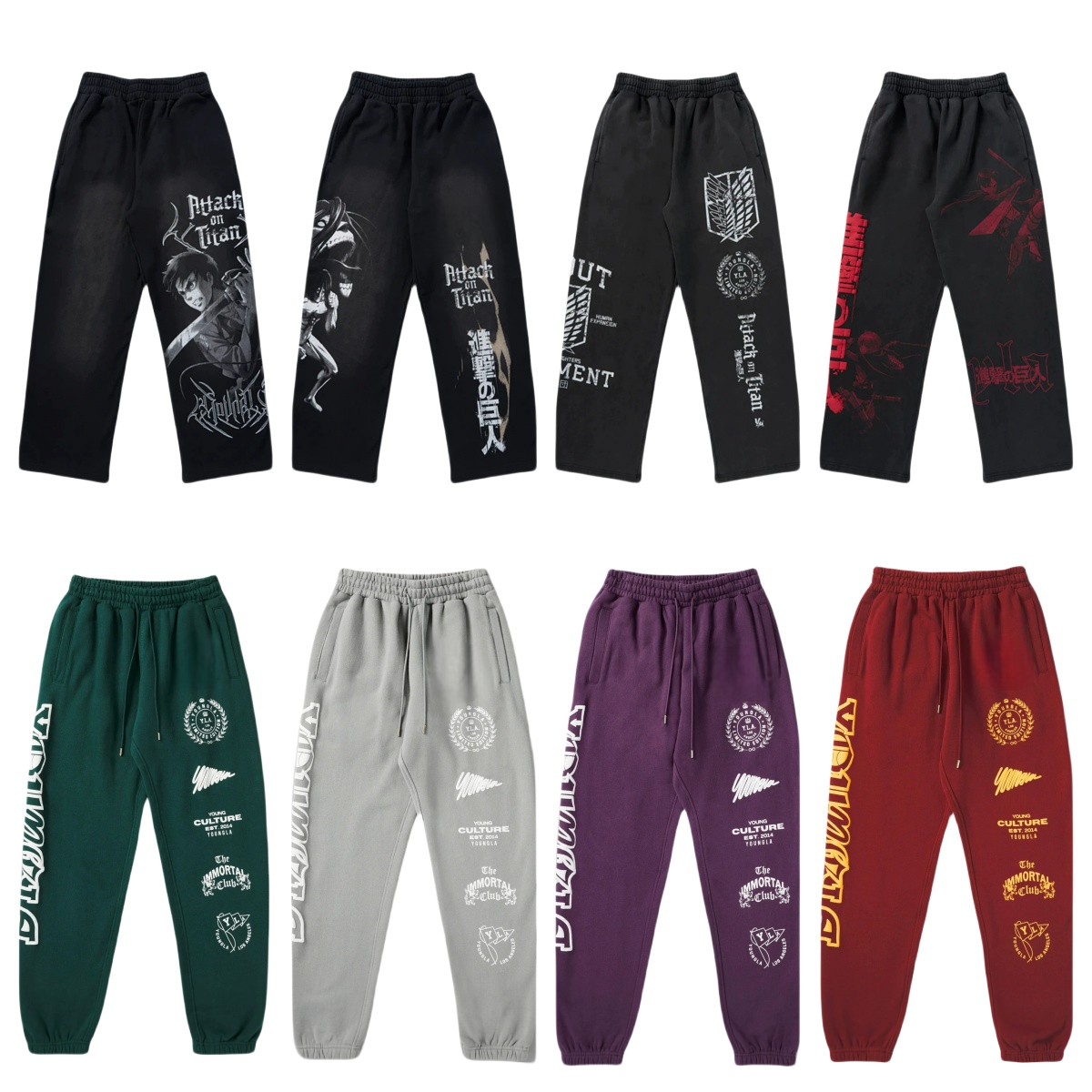 Men's Pants YOUNG LA American sport pants gym fitness jogging training casual pants cotton terry print flower cuff trousers designer shorts pants sweatpants