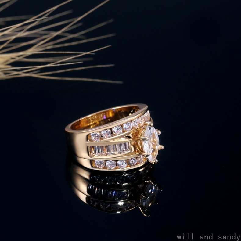 Horse Eye Cubic Zirconia Diamond Ring Band Cluster Square Water Drop Charm Designer Jewelry Set Crystal Silver Gold Cocktail Chunky Rings for Woman Ma