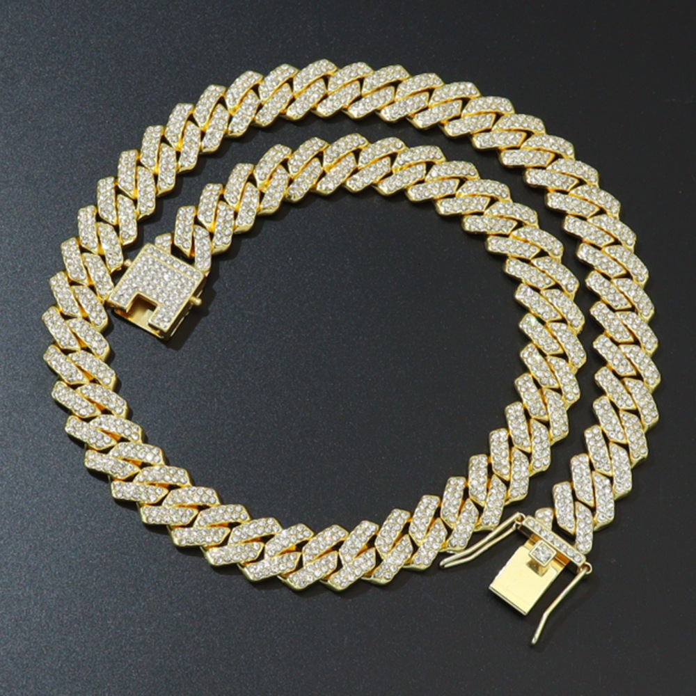 Luxury Jewelry Designer Jewelry 14mm Diamond Chain Wide European And American Hip-hop Style Unisex Full Diamond Double Row Diamond Necklace Trendy Acc