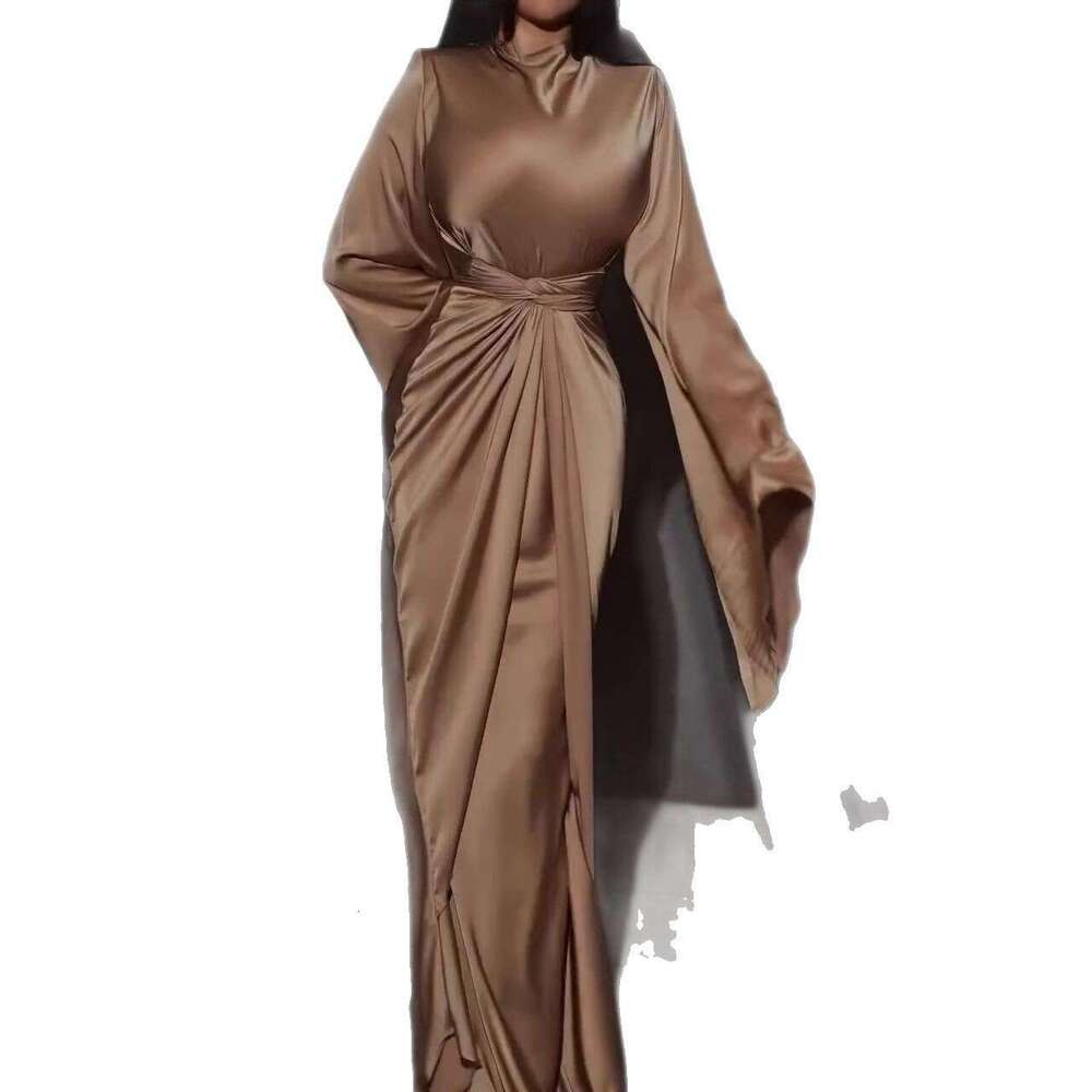 Spring New Women's Solid Color Satin Tie Loose Midi Skirt Fashion Set B5