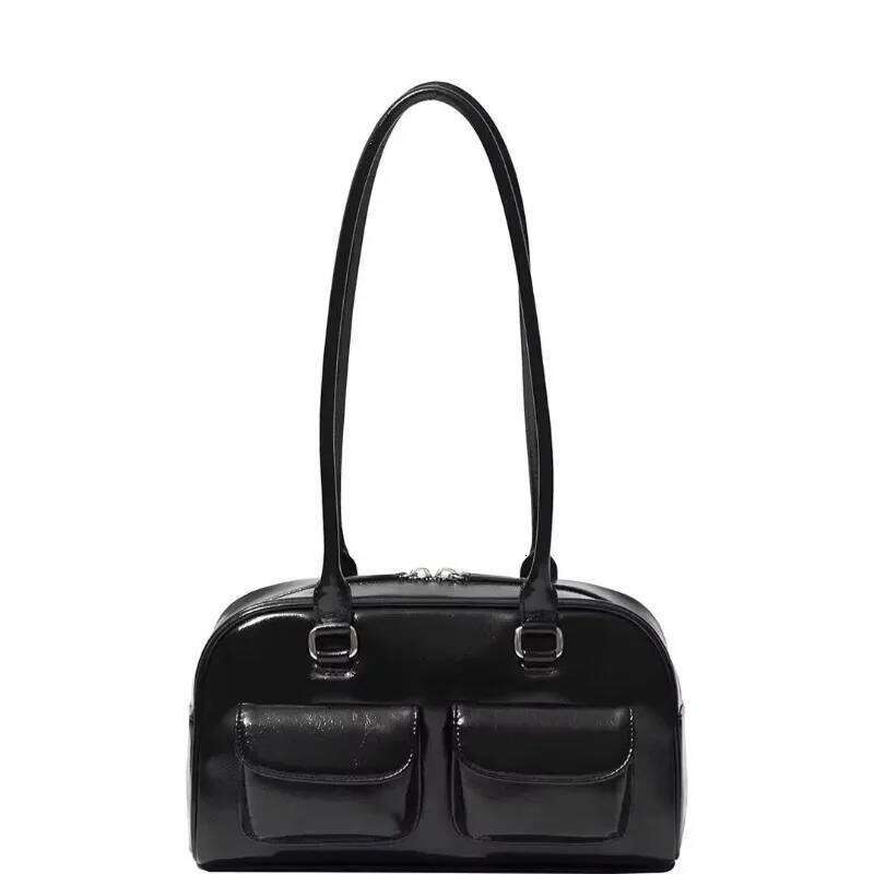 Korean Sane Style Oil Bowling Boston Tote Baerarm Bag For Women