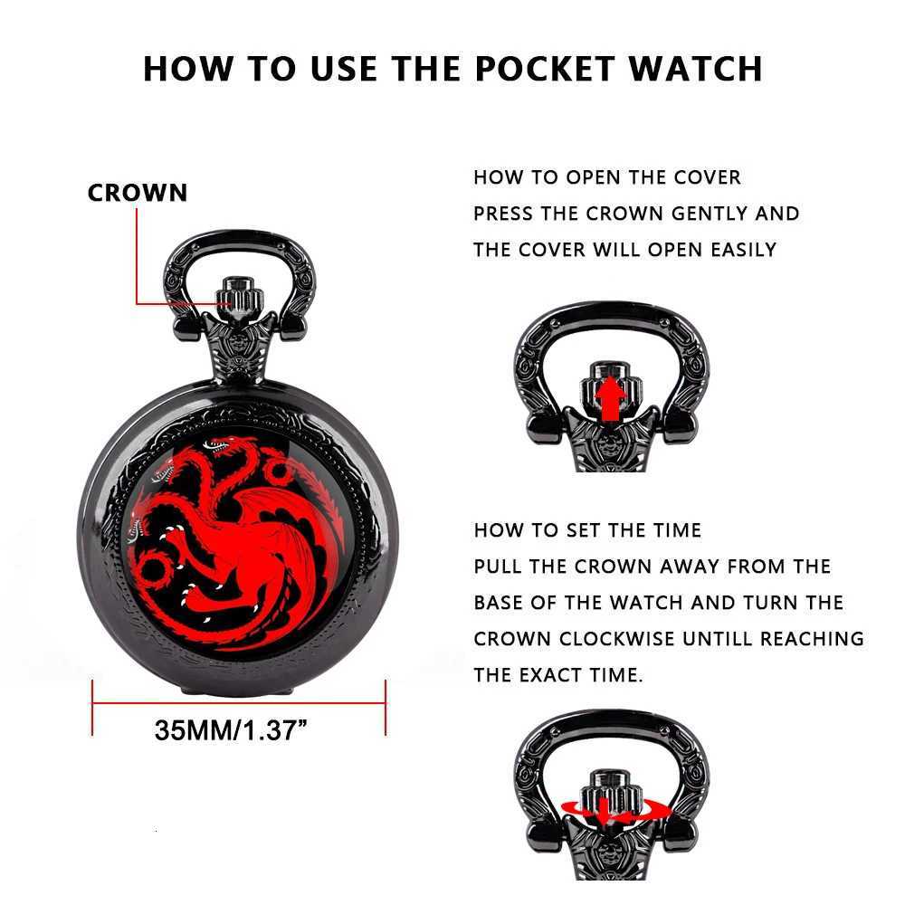 Quartz Movement Pocket Watches Game Thrones Dragon Creative Pocket FOB Watch Pendant for Women Men Children Boy Girl Reloj Watch Z250714