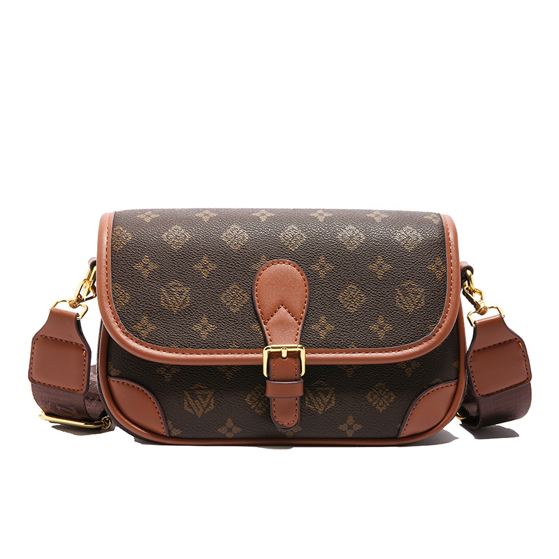 Retro printed contrasting small square bag for women fashionable and simple commuting, underarm shoulder bag popular and versatile niche crossbody bag