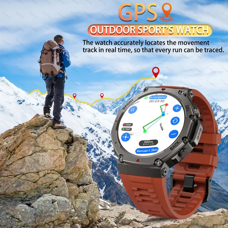 2025 DM58 Positioning System Outdoor Sports Smart Watch Amoled BT Call 50m Waterproof Heart Rate Tracker Compass-Sports Reloj Smartwatch