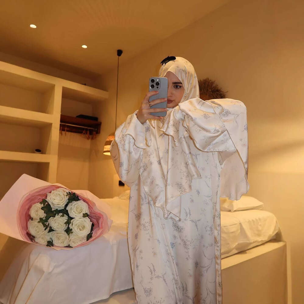 Spring New Women's Printed Midi Skirt Robe Elegant Commuter Fashion Set B5