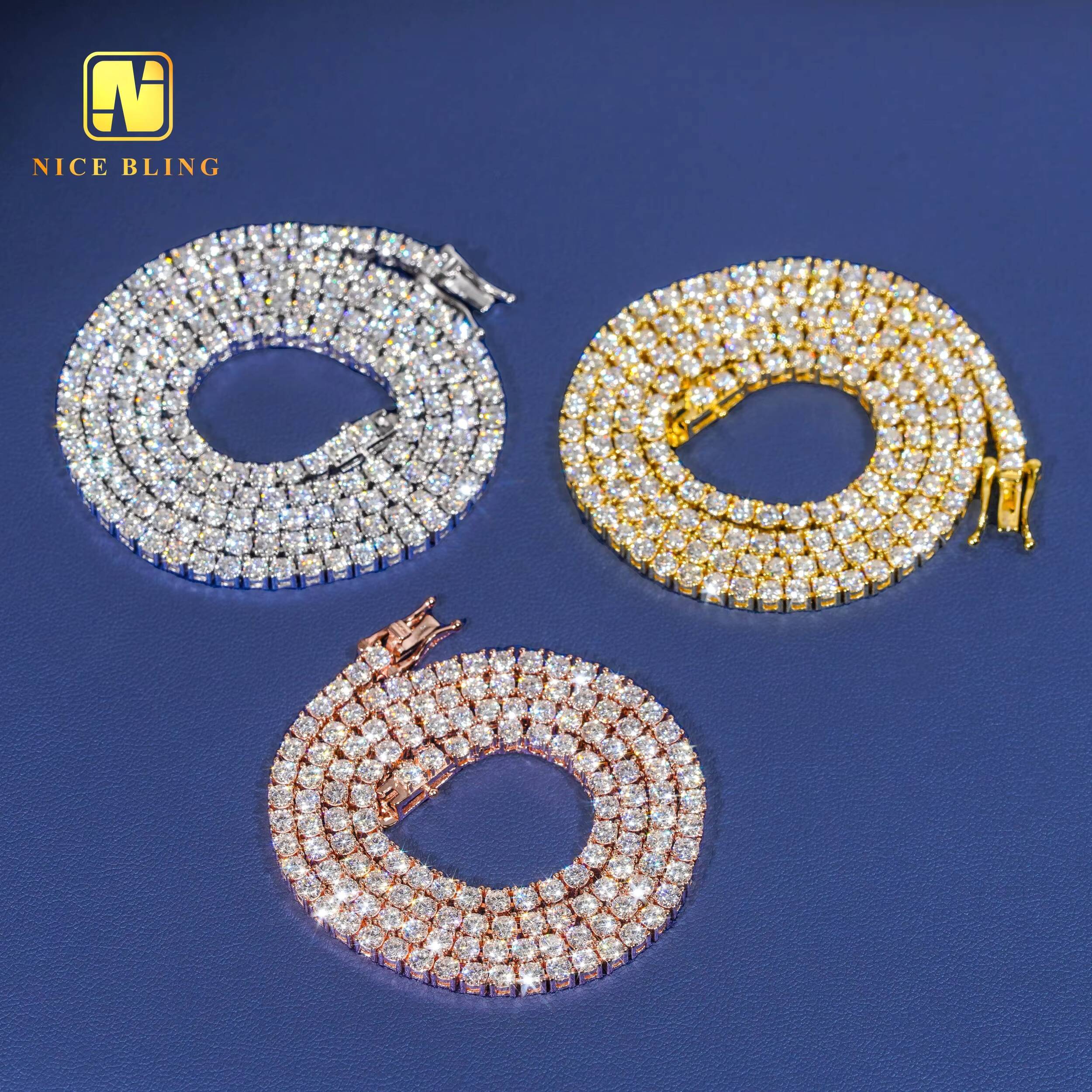 Cheap Price 3mm Moissanite Tennis Chains Hip Hop Fashion Necklace 925 Silver GRA Lab Diamond Tennis Necklace and Bracelet