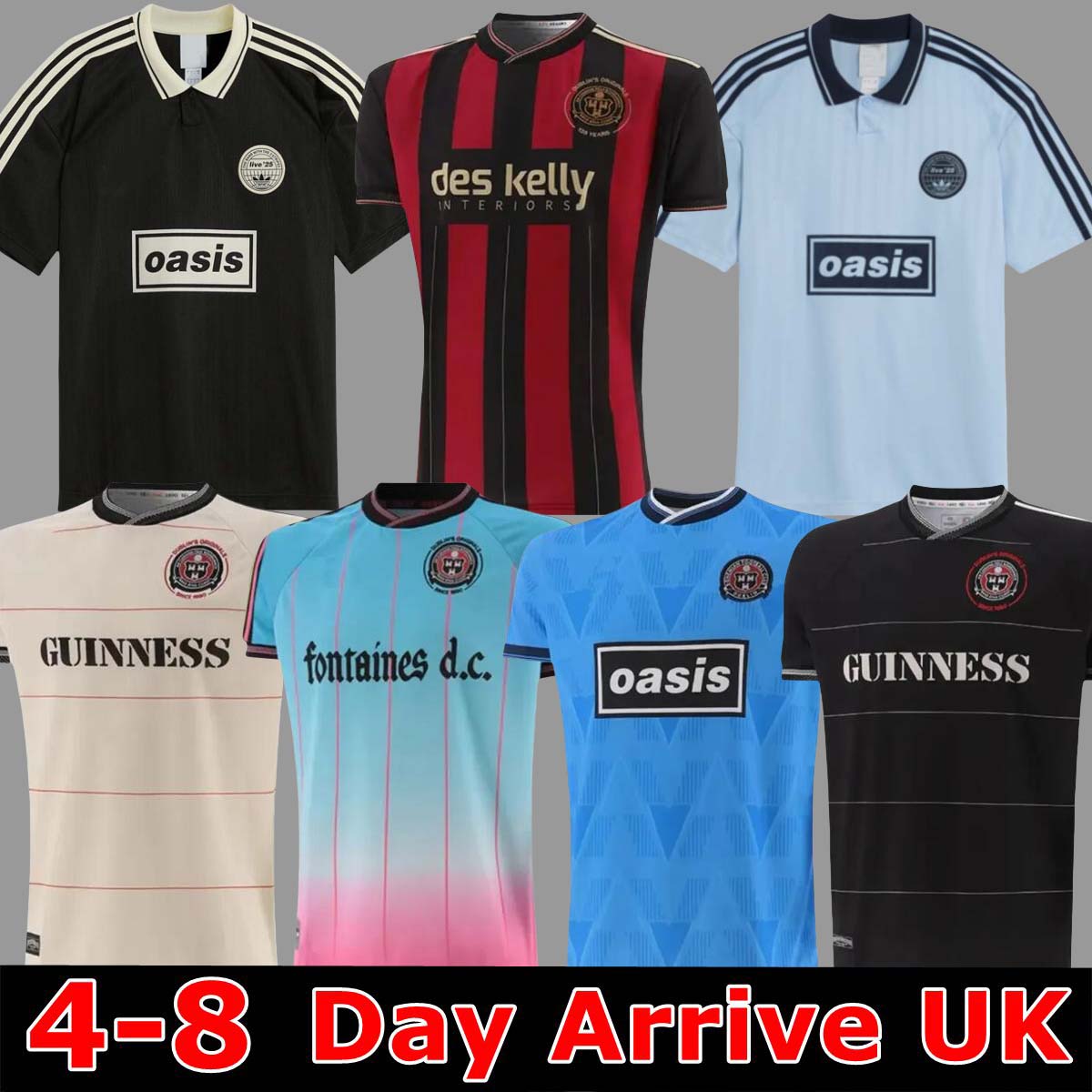 bohemian fc 25 26 Oasis tour Oasis Band Rock Music 135th Anniversary Football Jersey Shirts Fontaines Dc Home GUINNESS Soccer Jerseys PISZCZEK McDONNELL AKINTUN