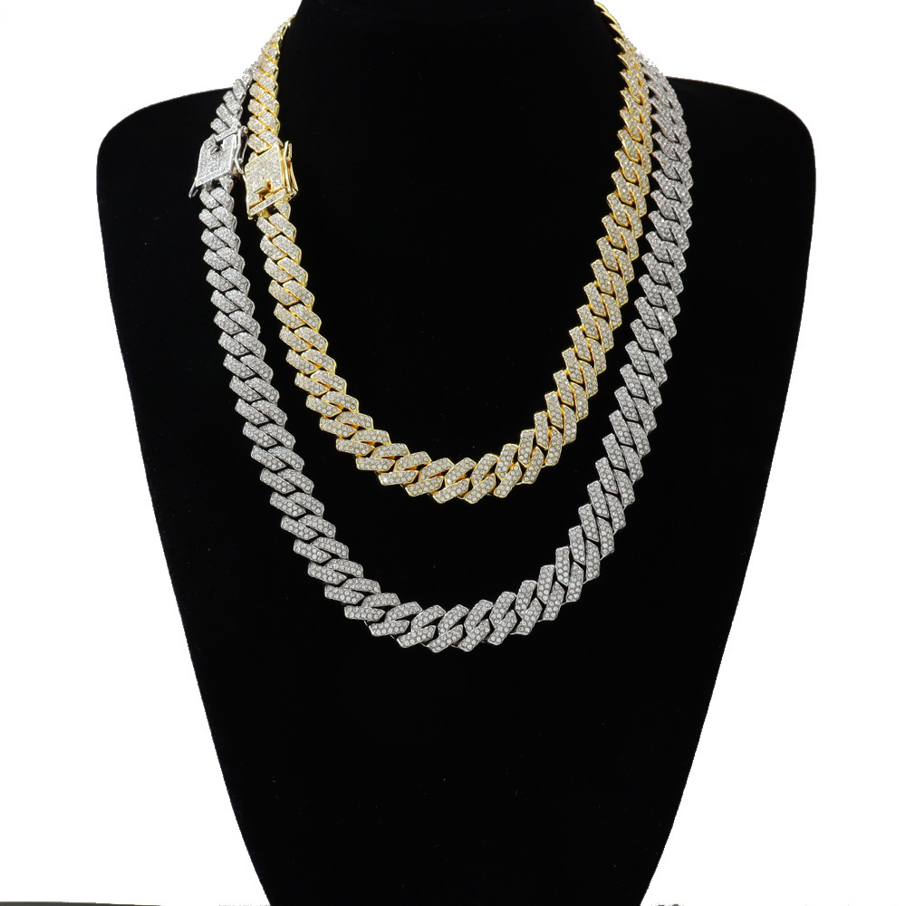 Luxury Jewelry Designer Jewelry 14mm Diamond Chain Wide European And American Hip-hop Style Unisex Full Diamond Double Row Diamond Necklace Trendy Acc