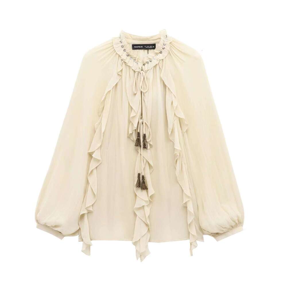 TRAFZA Summer Clothing Women's Layered Decorative Romantic Style Shirt B5