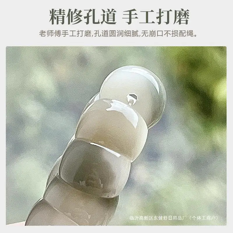 Smoky Gray Floating Flowers Pork Intestine White Jade Root Bracelet Female Pliable Temperament Student Bodhi Seed Buddha B 250711
