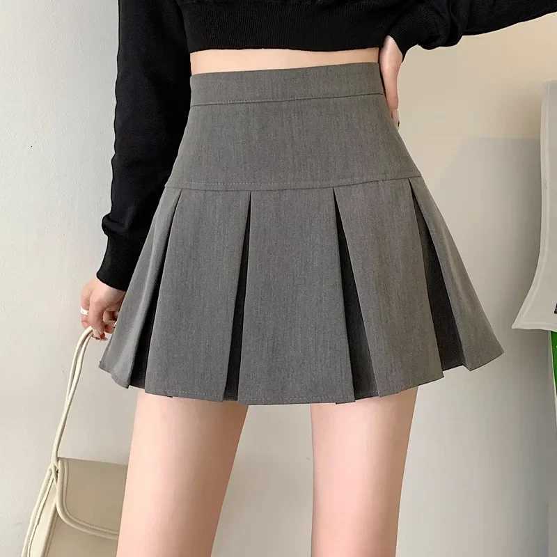 2024 Summer New Women Slim Solid Color Pleated Short Skirt College Style Pure Want To High-waisted Skinny-proof A-line Clothing R250728