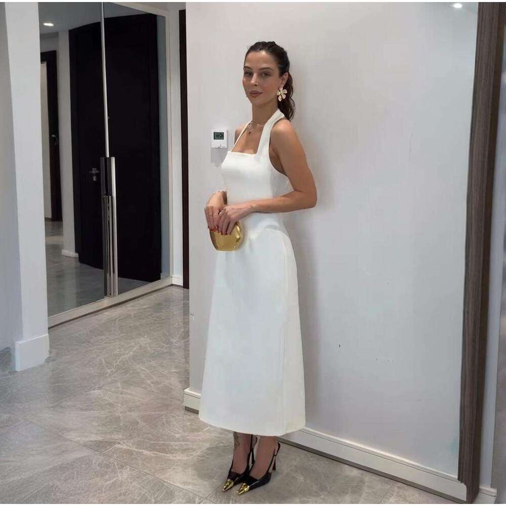 Summer New Style Open Collar Women's Simple Sleeveless Halter Sexy Slim Dress B5