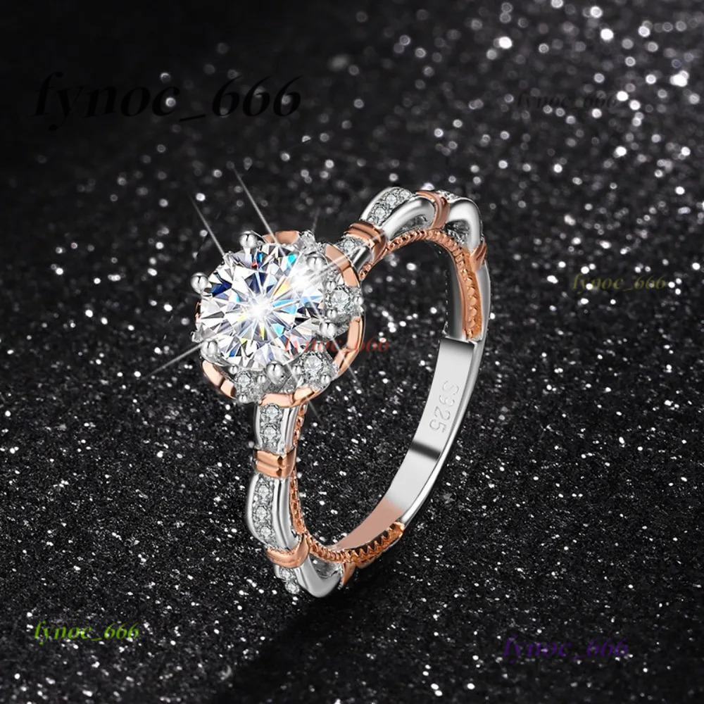 925 Sterling Silver Round Cut Solitare 1CT Moissanite Engagement Ring for Women Luxury Wedding Band Promise Rings