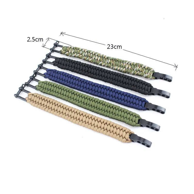 Outdoor Camping Paracord Survival Braided Rope Bracelet Men Black Stainless Steel Adjustable Clasp Pulsera Hombre 250712
