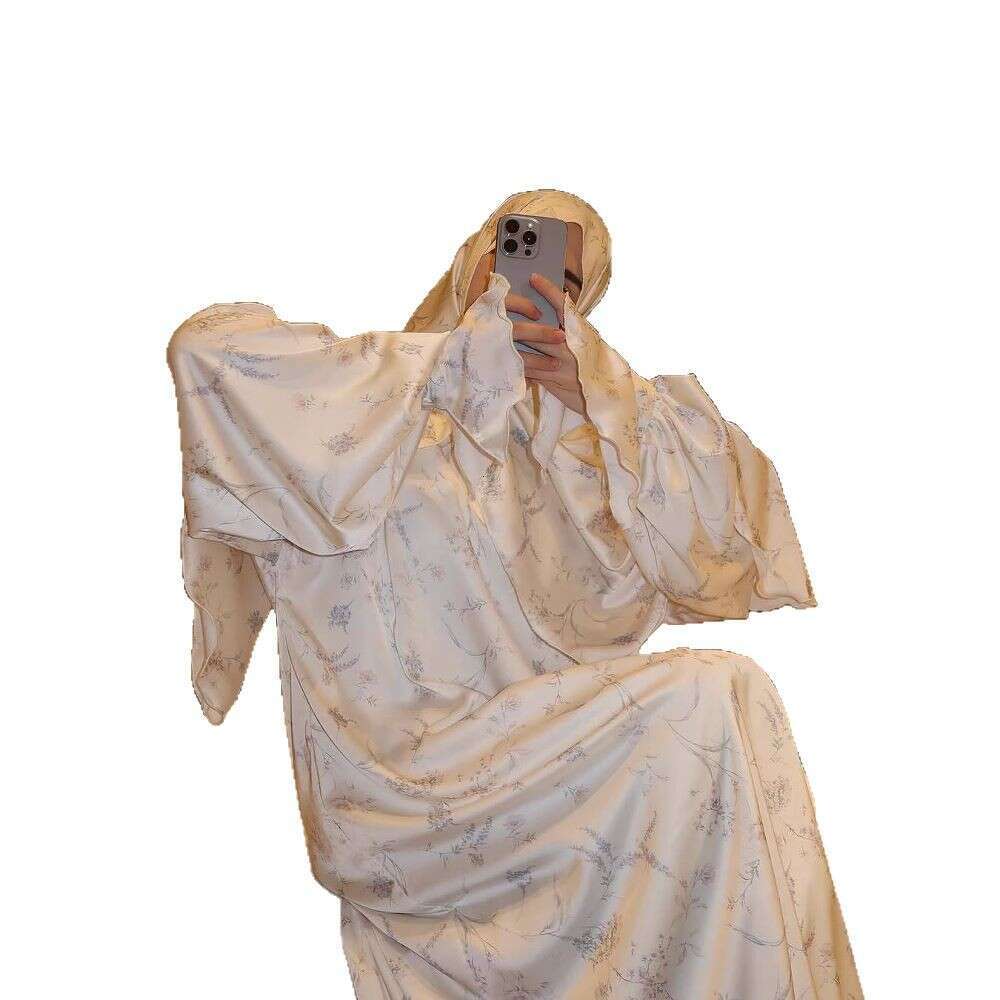 Spring New Women's Printed Midi Skirt Robe Elegant Commuter Fashion Set B5