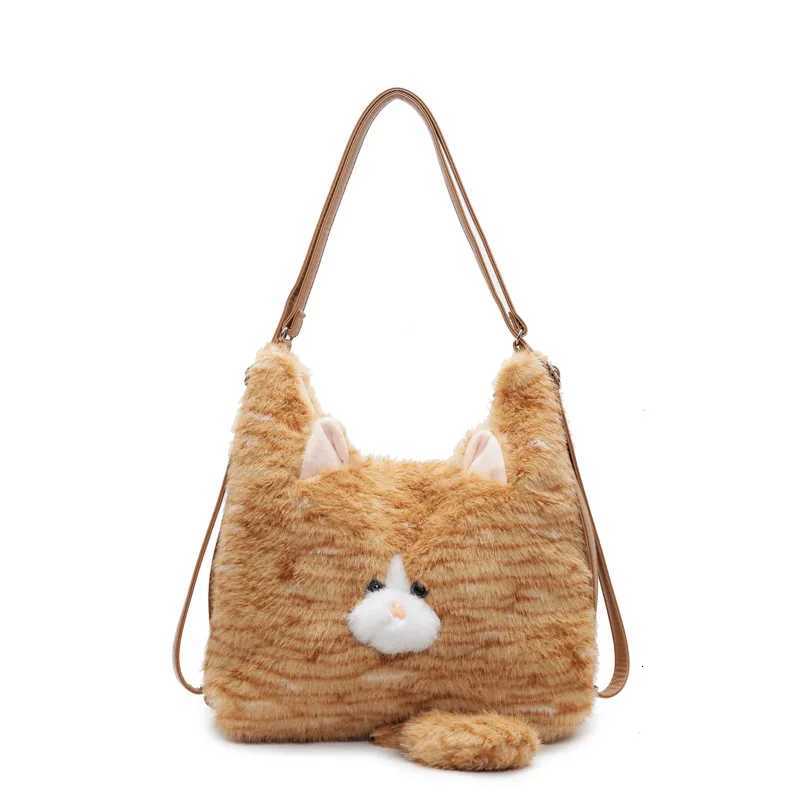 Women Bag Cat Furry Orange Cat High-Capacity Shoulder Bag Pures and Bags Crossbody Girls Bag Small Fresh Y250719