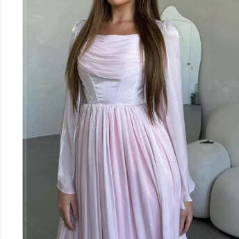 Spring Women's French Style Square Neck Ruched Slim Fit Elegant High Waist Skirt B5