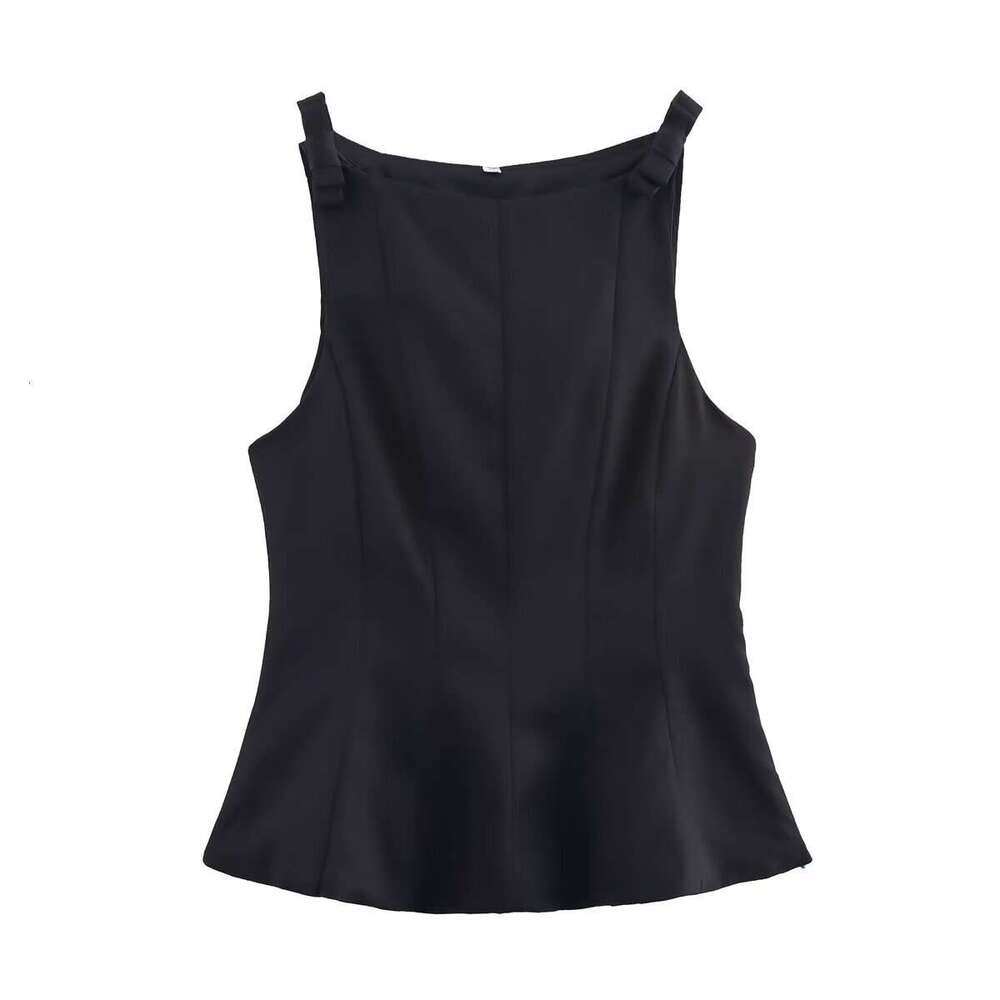 TRAFZA Women's New French Short Skirt Style Hem Bow Decorated Top B5