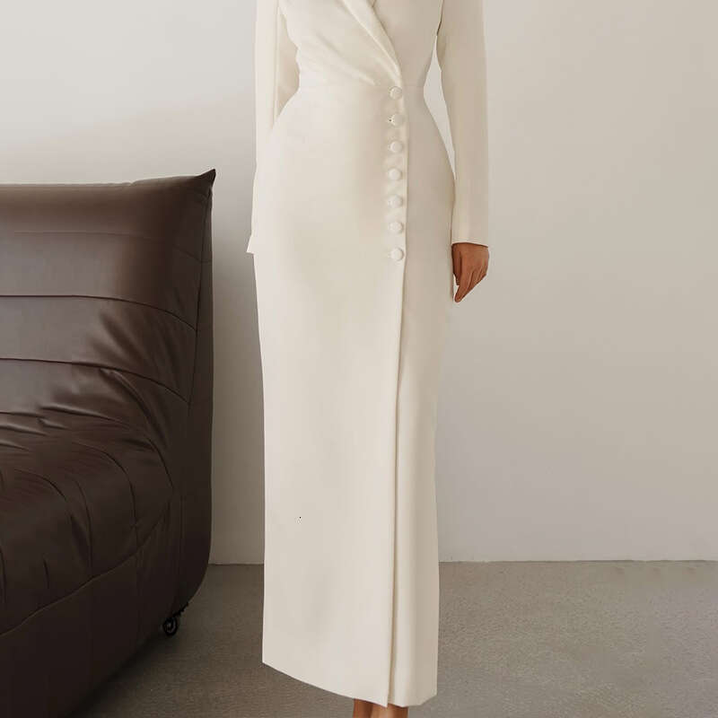 Spring New Women's Solid Color Long Sleeve Button Jacket Blazer Dress Women B5