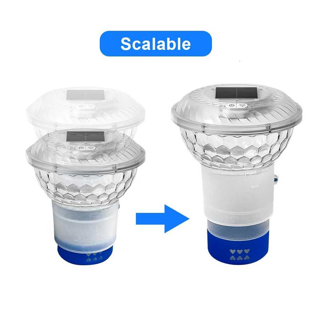 Solar Powered Adjustable Pool Chlorine Dispenser with Colorful Lights Adjustable Release Chlorinator for Pool Spa Hot Tub X250715